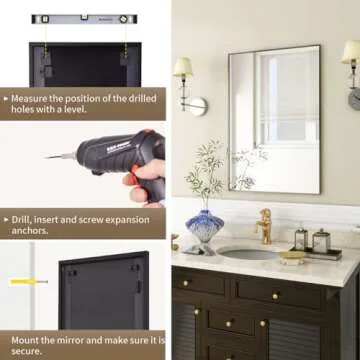 BEAUTYPEAK Wall Mirror 20" x 28" Rectangular Bathroom Mirror with Metal Frame, Hangs Horizontal or Vertical for Living Room Bedroom Bathroom Entryway, Black