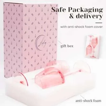 Lidy Pink Hand Blown Wine Glasses Set of 2 - Elegant Slanted Design