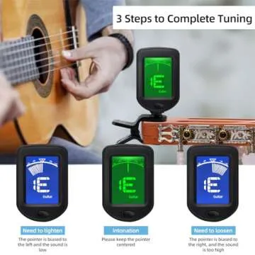 Guitar Tuner Clip-On with Rotatable LCD Display