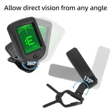 Guitar Tuner Clip-On with Rotatable LCD Display