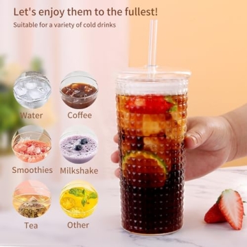 Birity Glass Cups with Lids - Elegant Durable Tumblers