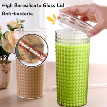 Birity Glass Cups with Lids - Elegant Durable Tumblers