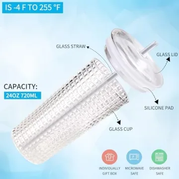 Birity Glass Cups with Lids - Elegant Durable Tumblers