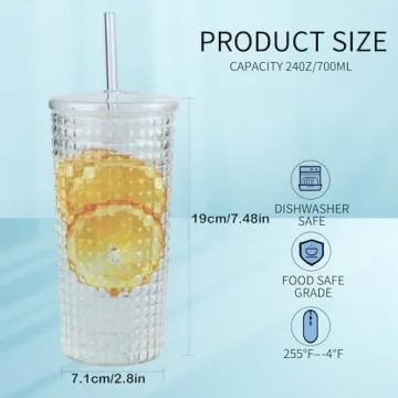 Birity Glass Cups with Lids - Elegant Durable Tumblers