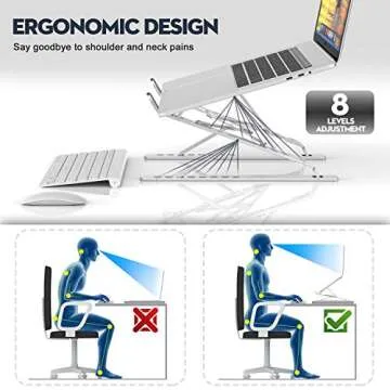 Aimasbest Laptop Stand for Desk, Double Layer Adjustable Computer Riser, Ergonomic Aluminum Laptop Holder Compatible with MacBook, Air, Pro All Laptops, Ultra-Sturdy, Foldable (Silver)