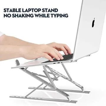 Aimasbest Laptop Stand for Desk, Double Layer Adjustable Computer Riser, Ergonomic Aluminum Laptop Holder Compatible with MacBook, Air, Pro All Laptops, Ultra-Sturdy, Foldable (Silver)