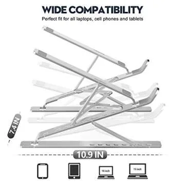 Aimasbest Laptop Stand for Desk, Double Layer Adjustable Computer Riser, Ergonomic Aluminum Laptop Holder Compatible with MacBook, Air, Pro All Laptops, Ultra-Sturdy, Foldable (Silver)