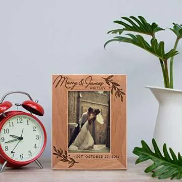 Wedding Picture Frame, Personalized Picture Frame | 4x6 | Flourish Personalized Romantic, Wedding Photo Frame, Engagement, Valentine's Day, Wedding Gifts for Couple, Husband, Wife D#2