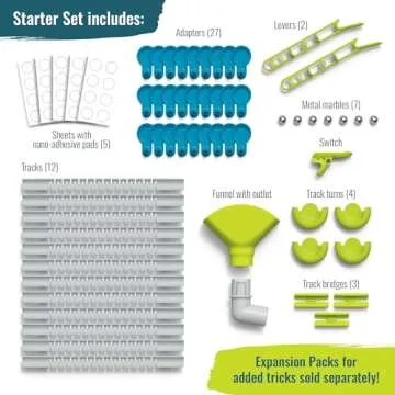 Gecko Run Marble Run Starter Set by Thames & Kosmos, Toy of The Year Winner - 63 Piece Vertical Marble Run, Flexible Tracks | Fast, No-Mess Setup, Residue-Free Nano-Adhesive Pads, Creative Play