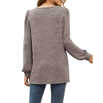 WIHOLL Tunic Tops for Women Loose Fit Long Sleeve Shirts Square Neck Tops