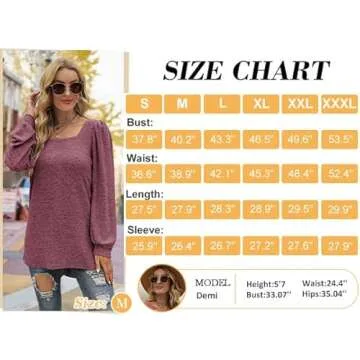 WIHOLL Tunic Tops for Women Loose Fit Long Sleeve Shirts Square Neck Tops