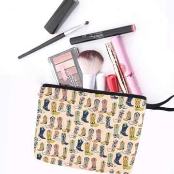 Western Makeup Bag Country Girl Gifts Western Stuff Cowgirl Gifts Western Gifts for Women Sister Daughter Western Cosmetic Bag Zipper Bag Travel Bag for Graduation Nurses Day Birthday Gifts-3 Yellow
