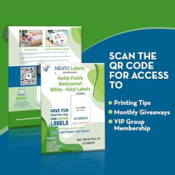 Custom Printable Matte Vinyl Stickers - 25 Sheets - Waterproof, Tear Resistant Full Sheet Label for ...