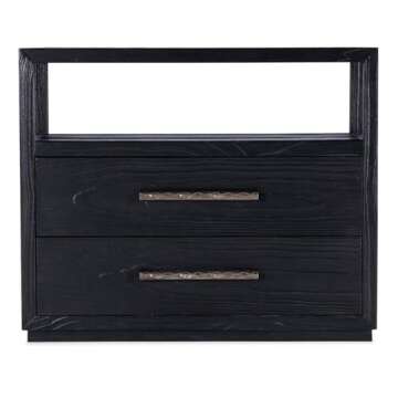 Linville Falls Shou Sugi Ban Two Drawer Wood Nightstand in Black by Hooker