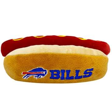 Pets First NFL Buffalo Bills HOT Dog Plush Dog & CAT Squeak Toy - Cutest HOT-Dog Snack Plush Toy for...