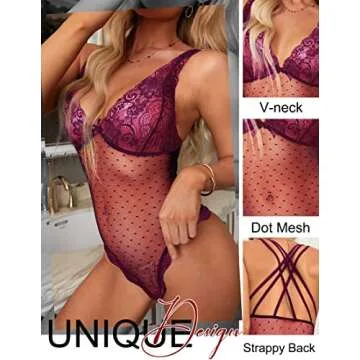 Avidlove Woman's Lingerie One Piece Lace Bodysuit Backless Chemise Royal Purple Royal Purple Medium