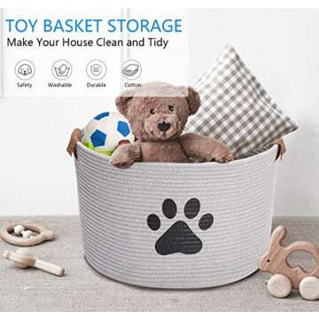 Morezi Dog toy bin pet cat toy box baskets in large suff storage - Perfect for collect toys, groomin...