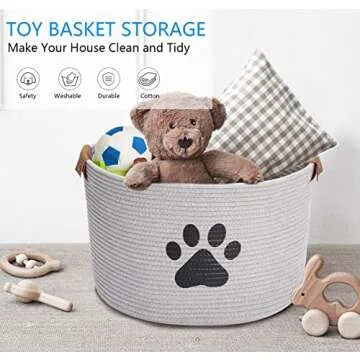 Morezi Dog toy bin pet cat toy box baskets in large suff storage - Perfect for collect toys, groomin...