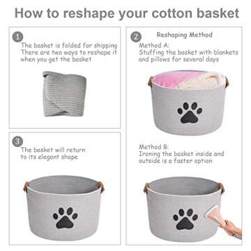 Morezi Dog toy bin pet cat toy box baskets in large suff storage - Perfect for collect toys, grooming stuff, closthing, diapers for Living Room, Playroom, Closet, Home - Gray