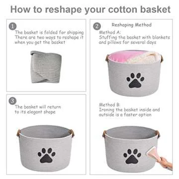 Morezi Dog toy bin pet cat toy box baskets in large suff storage - Perfect for collect toys, grooming stuff, closthing, diapers for Living Room, Playroom, Closet, Home - Gray