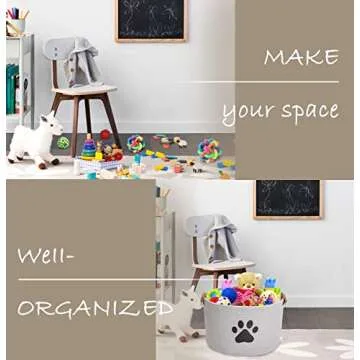 Morezi Dog toy bin pet cat toy box baskets in large suff storage - Perfect for collect toys, grooming stuff, closthing, diapers for Living Room, Playroom, Closet, Home - Gray