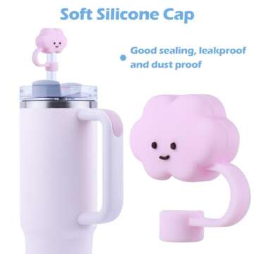 3Pcs Cute Straw Cover Cap for Stanley Tumbler 40 & 30 oz, 10mm Cloud Shape Straw Toppers, Reusable S...