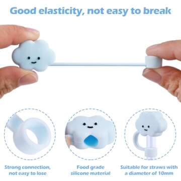 3Pcs Cute Straw Cover Cap for Stanley Tumbler 40 & 30 oz, 10mm Cloud Shape Straw Toppers, Reusable Soft Silicone Straw Covers for Stanley Cup Accessories Dust-proof Straw Protectors