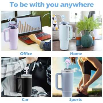 3Pcs Cute Straw Cover Cap for Stanley Tumbler 40 & 30 oz, 10mm Cloud Shape Straw Toppers, Reusable Soft Silicone Straw Covers for Stanley Cup Accessories Dust-proof Straw Protectors