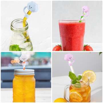3Pcs Cute Straw Cover Cap for Stanley Tumbler 40 & 30 oz, 10mm Cloud Shape Straw Toppers, Reusable Soft Silicone Straw Covers for Stanley Cup Accessories Dust-proof Straw Protectors