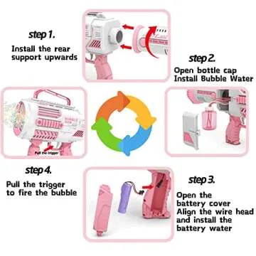 VERSDITAS Automatic Gatling Bubble Gun,That Produces Thousands of Bubbles per Minute, Suitable for Children and Adults and Perfect for Indoor and Outdoor Birthday Parties for Girl Boy