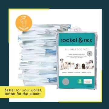 rocket & rex Premium Washable Pee Pads for Dogs | Reusable Puppy Pads, Training Pads for Dogs | Absorbent & Eco-Friendly Dog Pee Pads | Single Purchase, Less Waste | Small Business | 2-Pack, 22 x 22