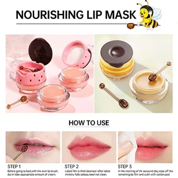 2PCS Honey & Strawberry Lip Balm for Hydrated Lips