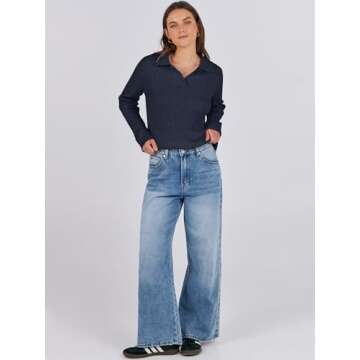 ANRABESS Womens Cable Knit Sweaters Long Sleeve V Neck Sweater Tops Casual Pullover Polo Shirts 2024 Fall Fashion Outfits Navy Blue L