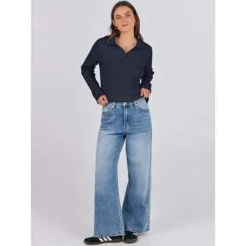 ANRABESS Womens Cable Knit Sweaters Long Sleeve V Neck Sweater Tops Casual Pullover Polo Shirts 2024 Fall Fashion Outfits Navy Blue L