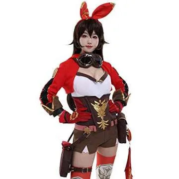 Cosplay.fm Women's Game Cosplay Costume Print Suede Spliced Jumper-Like Outfit (Multicolored, Small)