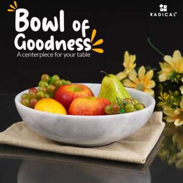 Radicaln Marble Fruit Bowl 10 Inch Handmade Kitchen Decor