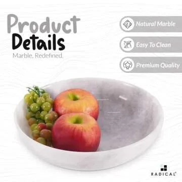 Radicaln Marble Fruit Bowl 10 Inch Handmade Kitchen Decor