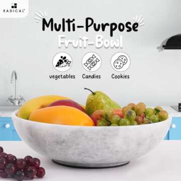 Radicaln Marble Fruit Bowl 10 Inch Handmade Kitchen Decor