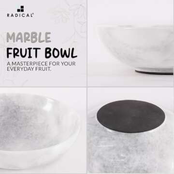 Radicaln Marble Fruit Bowl 10 Inch Handmade Kitchen Decor