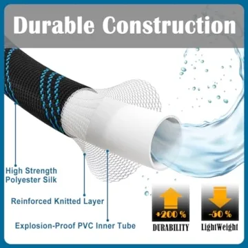 Durable 100ft Flexible Garden Hose with 10-Pattern Nozzle