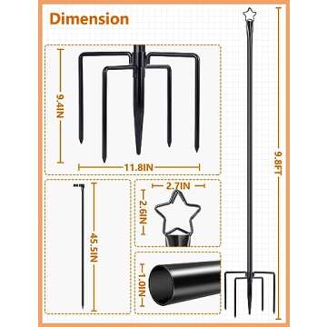 LOPANNY String Light Poles for Outside - 2 Pack 9.8FT Poles for Outdoor String Lights, Outdoor Light...