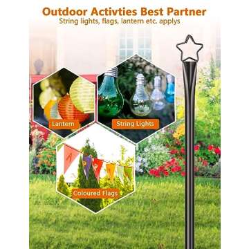 LOPANNY String Light Poles for Outside - 2 Pack 9.8FT Poles for Outdoor String Lights, Outdoor Light Poles for String Lights Hanging - Backyard, Garden, Patio, Deck Lighting Stand for Parties, Wedding