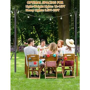 LOPANNY String Light Poles for Outside - 2 Pack 9.8FT Poles for Outdoor String Lights, Outdoor Light Poles for String Lights Hanging - Backyard, Garden, Patio, Deck Lighting Stand for Parties, Wedding