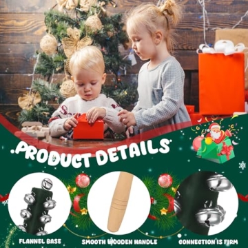 Christmas Hand Jingle Bells with Wooden Handle