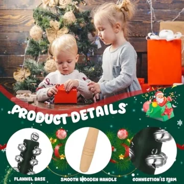 Christmas Hand Jingle Bells with Wooden Handle