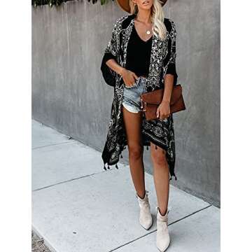 Breezy Lane Kimonos for Women Swimsuit Coverup Bohemian Kimono Cardigans Beach Bathing Suit Cover Up...