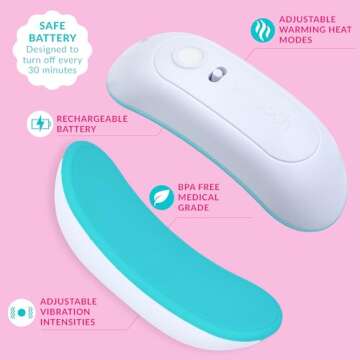 SMOOCH 3-in-1 Warming Lactation Massager - Breast Massager for Breast Feeding with Heat & Vibration - Pumping and Breastfeeding Essential, for Improved Milk Flow - Reduce Discomfort, Clogged Ducts