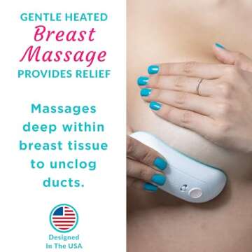 SMOOCH 3-in-1 Warming Lactation Massager - Breast Massager for Breast Feeding with Heat & Vibration - Pumping and Breastfeeding Essential, for Improved Milk Flow - Reduce Discomfort, Clogged Ducts