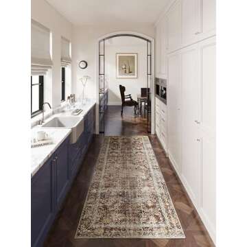 PureCozy Rust Red Runner Rug - Vintage Area Carpet