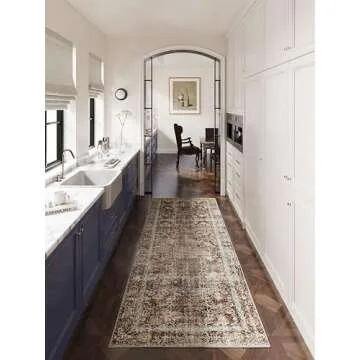 PureCozy Rust Red Runner Rug - Vintage Area Carpet